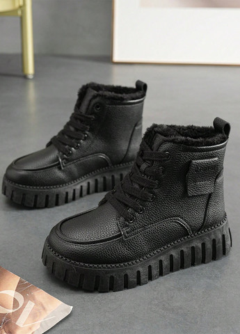 Осенние ботинки тимберленды SHEIN с тиснением из искусственной кожи