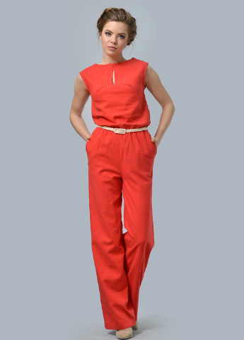Комбинезон Lila Kass комбинезон-брюки однотонный красный кэжуал лен