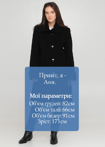 Чорне демісезонне Пальто однобортне Nina Vladi