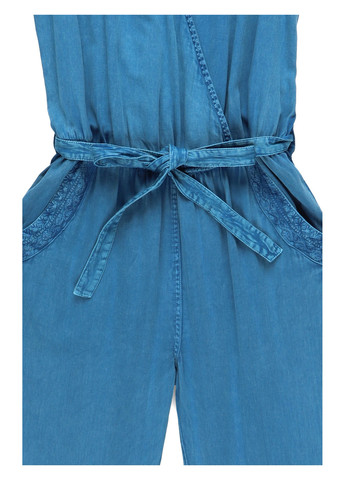 Комбинезон Dreimaster комбинезон-брюки однотонный синий кэжуал хлопок