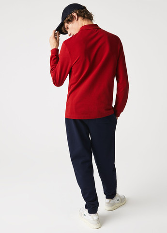 Красная футболка-поло для мужчин Lacoste в полоску