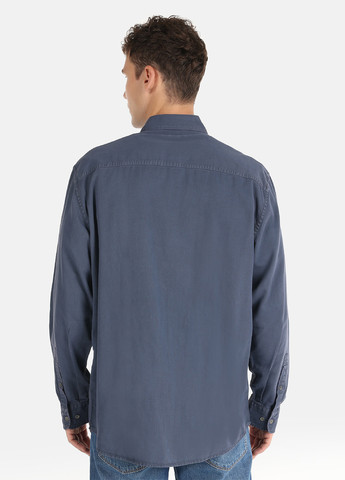Серо-синяя кэжуал рубашка однотонная Colin's