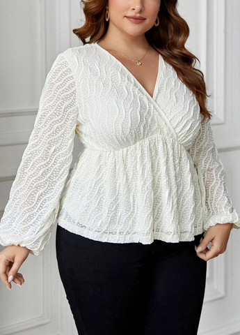 Молочна блуза з баскою SHEIN