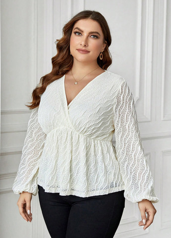 Молочна блуза з баскою SHEIN