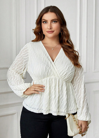 Молочна блуза з баскою SHEIN