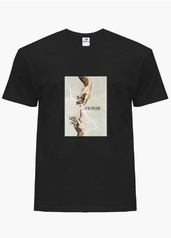 Черная демисезон футболка женская сотворение адама ренессанс (renaissance) (8976-1797) xxl MobiPrint