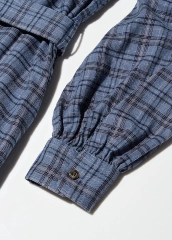 Синее кэжуал платье рубашка Uniqlo в клетку