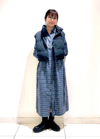 Синее кэжуал платье рубашка Uniqlo в клетку