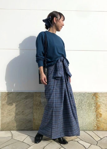 Синее кэжуал платье рубашка Uniqlo в клетку