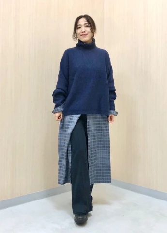Синее кэжуал платье рубашка Uniqlo в клетку