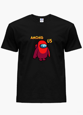 Черная демисезонная футболка детская амонг ас красный (among us red)(9224-2411) MobiPrint