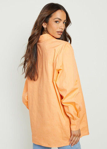 Светло-оранжевая кэжуал рубашка однотонная Boohoo