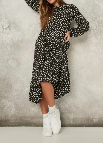 Чорна кежуал плаття, сукня Missguided в горошок