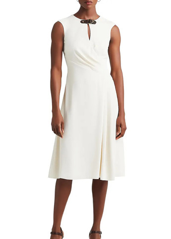 Молочна ділова, кежуал сукня кльош Ralph Lauren однотонна