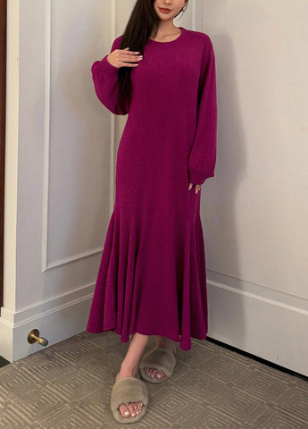 Фуксинова (кольору Фукія) домашній сукня а-силует SHEIN однотонна