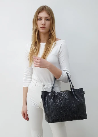 Модний жіночий темно-сіра велика класична сумка шкіряна 8622 Fashion Сумка (226760520)