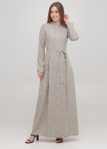 Оливковое кэжуал платье а-силуэт Podium с цветочным принтом