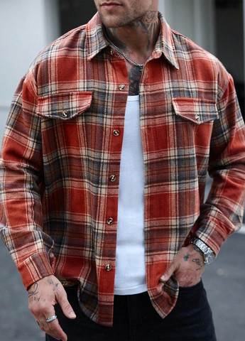 Красная кэжуал рубашка в клетку SHEIN