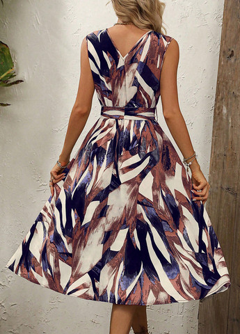 Комбінована кежуал сукня на запах SHEIN з абстрактним візерунком