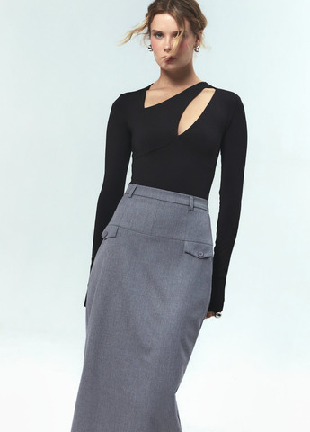 Серая кэжуал меланж юбка Gepur карандаш