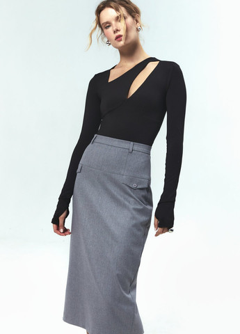 Серая кэжуал меланж юбка Gepur карандаш