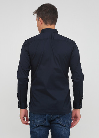 Темно-синяя кэжуал рубашка однотонная Club Monaco