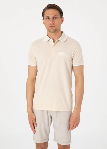 Бежевая футболка-поло для мужчин Pierre Cardin однотонная