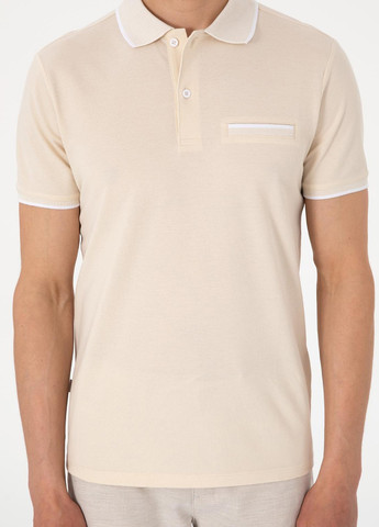 Бежевая футболка-поло для мужчин Pierre Cardin однотонная