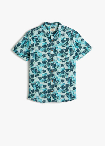 Голубой пляжный рубашка с цветами KOTON