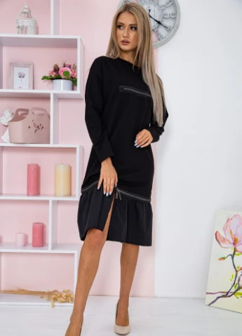 Чорна вечірня сукня 176r1013 Агир з малюнком