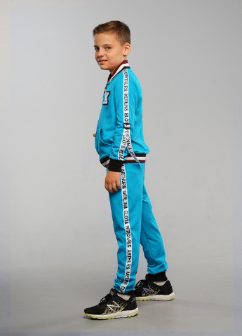 Бірюзовий демісезонний бірюзовий демісезонний спортивний костюм з написами брючний Sinthia