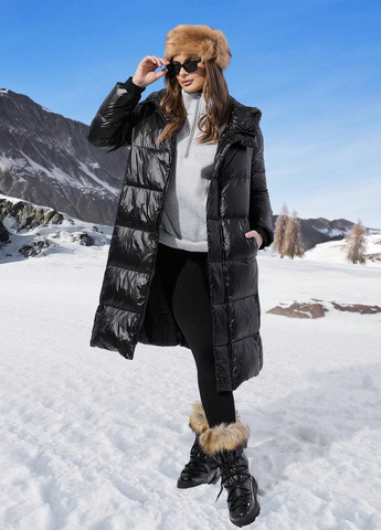 Черный зимний Пуховик SHEIN