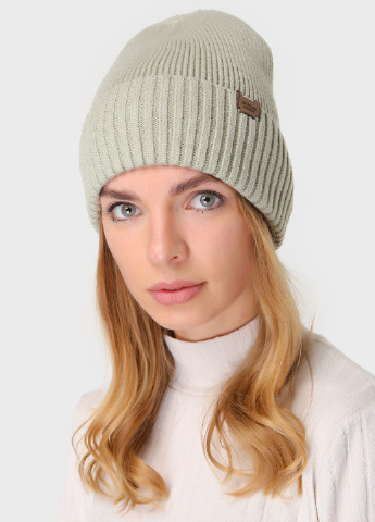 Теплая зимняя женская кашемировая шапка с отворотом без подкладки 500011 DeMari (244712907)
