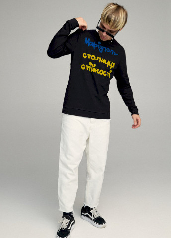 Чорний свитшот мужской basic /no flis/ YAPPI малюнок (254557746)