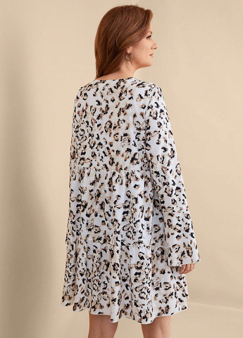 Молочна кежуал сукня з спідницею-сонце, а-силует, сукня-сорочка SHEIN леопардовий