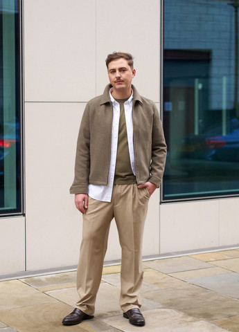 Серо-зеленая демисезонная куртка куртка-пиджак Uniqlo