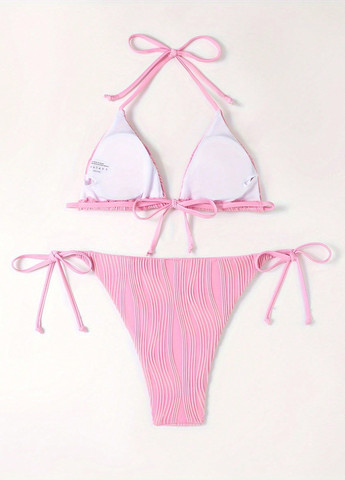 Розовый летний купальник (лиф, трусики) бикини, раздельный SHEIN