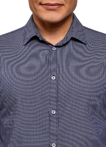 Синяя кэжуал рубашка в клетку Oodji с длинным рукавом