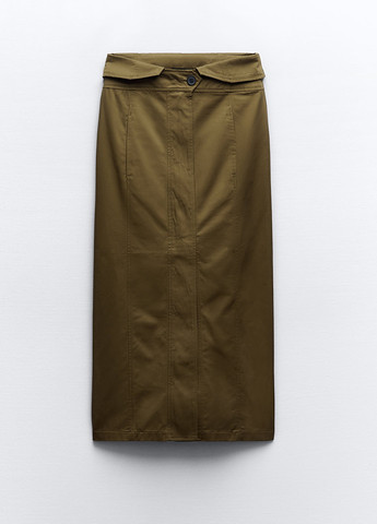 Оливковая (хаки) кэжуал однотонная юбка Zara