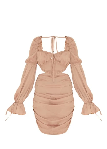 Бежевое кэжуал платье PrettyLittleThing однотонное