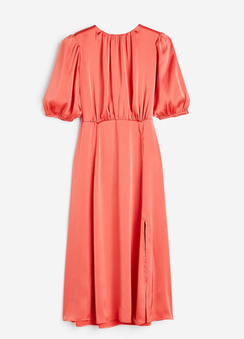 Коралловое кэжуал платье H&M однотонное