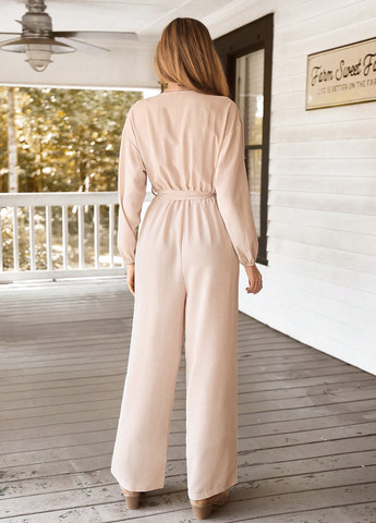 Комбинезон SHEIN комбинезон-брюки однотонный светло-бежевый кэжуал полиэстер