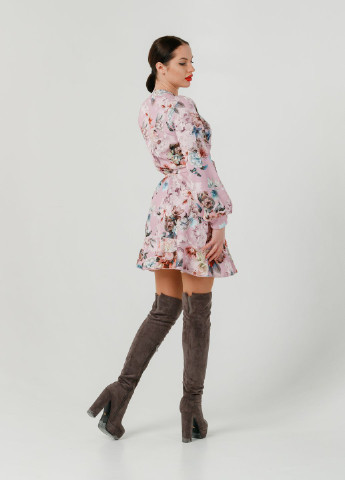 Лиловое кэжуал платье so-78290-lil на запах Alpama с цветочным принтом