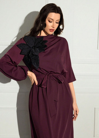 Бордовое праздничный платье а-силуэт SHEIN однотонное