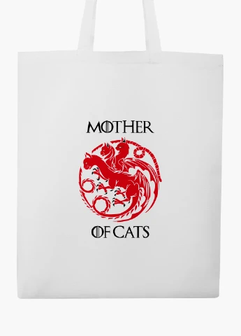 Еко сумка шоппер біла Мати котів (Mother Of Cats) (9227-2015-WT2) Еко сумка шоппер біла 41*35 см MobiPrint (219151232)