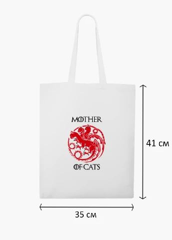 Еко сумка шоппер біла Мати котів (Mother Of Cats) (9227-2015-WT2) Еко сумка шоппер біла 41*35 см MobiPrint (219151232)