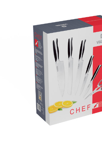 Набор ножей Chef 7 пр. [50119] Vinzer серые, высокоуглеродистая сталь