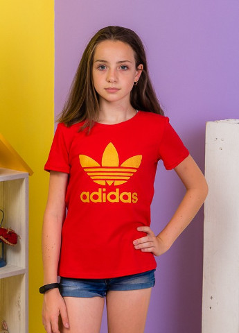 Коралова літня футболка з надписом "adidas" No Brand 168