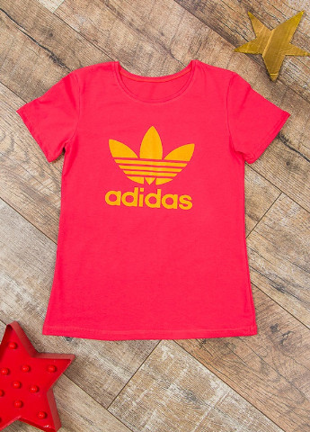 Коралловая летняя футболка с надписью "adidas" No Brand 168