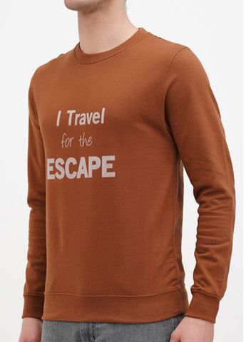 Світло-коричневий світшот Just Hoods напис без декору (361960047)